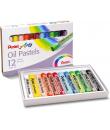 Pentel Oil Pastels Pack de 12 Pasteles Oleo - Blandos, Cremosos y de Secado Lento - Colores Surtidos