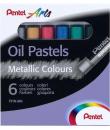 Pentel Oil Pastels Pack de 6 Pasteles Oleo Metalicos - Blandos, Cremosos y de Secado Lento - Colores Metalicos Surtidos