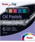 Pentel Oil Pastels Pack de 6 Pasteles Oleo Metalicos - Blandos, Cremosos y de Secado Lento - Colores Metalicos Surtidos