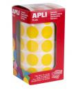 Apli Rollo de 1.770 Gomets Redondos Ø 20mm - Adhesivo Permanente con Base de Agua - Libre de Disolventes - Color Amarillo