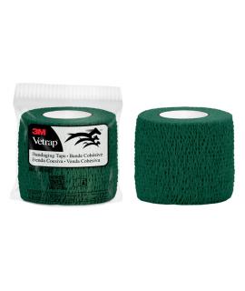 3M Vetrap Venda Cohesiva - 5cm x 4.5m - Flexible - Transpirable - Autoadhesiva - Color Verde Militar