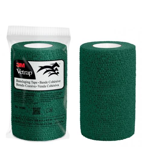 3M Vetrap Venda Cohesiva - 10cm x 4.5m - Flexible - Transpirable - Autoadhesiva - Color Verde Militar