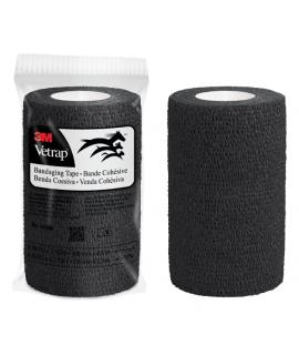 3M Vetrap Venda Cohesiva - 10cm x 4.5m - Flexible - Transpirable - Autoadhesiva - Color Negro