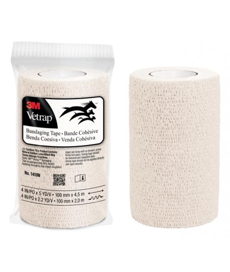 3M Vetrap Venda Cohesiva - 10cm x 4.5m - Flexible - Transpirable - Autoadhesiva - Color Blanco