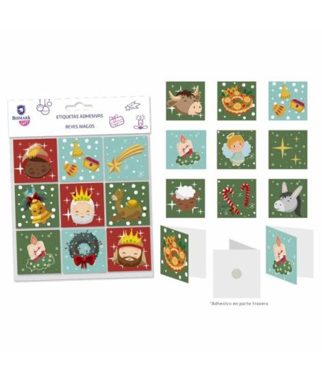 Bismark Pack de 9 Tarjetas de Felicitacion Navideña - Adhesivo en la Parte Trasera - Diseños Variados