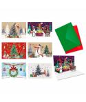 Bismark Pack de 24 Tarjetas de Felicitacion Navideña Pop-Up - Tamaño Tarjeta 11.5x17cm - Diseños Variados - Incluye Sobres de Co