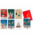 Bismark Pack de 24 Tarjetas de Felicitacion Navideña con Sobre Rojo - Tamaño Tarjeta 11.5x17cm - Diseños Variados con Brillo