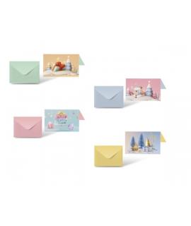 Bismark Pack de 24 Tarjetas de Felicitacion Navideña con Sobre Pastel - Tamaño Tarjeta 12.5x17.5cm - Diseños Variados Pastel