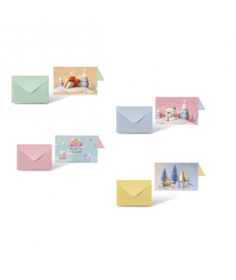 Bismark Pack de 24 Tarjetas de Felicitacion Navideña con Sobre Pastel - Tamaño Tarjeta 12.5x17.5cm - Diseños Variados Pastel