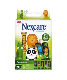 Nexcare Happy Kids Animals Pack de 20 Apositos Surtidos - Transpirables - para Pieles Delicadas - Color Estampado Infantil