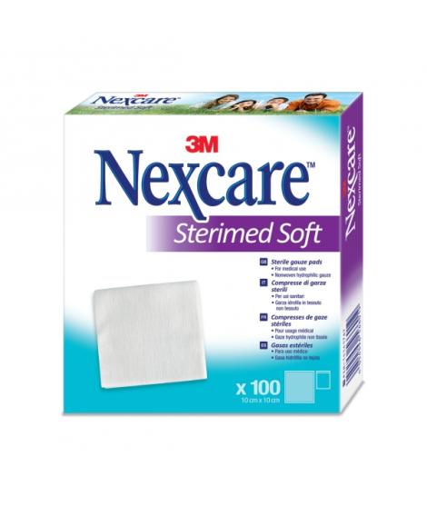 Nexcare Sterimed Pack de 100 Compresas de Gasa No Tejida - 10x10cm - Esteril - Transpirables - Color Blanco
