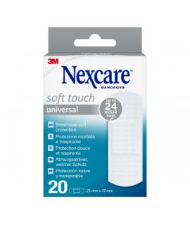 Nexcare Universal Soft Touch Pack de 20 Apositos para Heridas - 25x72mm - Transpirable - Tacto Agradable - Color Blanco