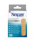 Nexcare Universal Breathable Pack de 20 Apositos para Heridas - 19x72mm - Transpirable - Resistente al Agua - Color Piel