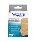 Nexcare Universal Breathable Pack de 20 Apositos Surtidos - Transpirable - Resistente al Agua - Color Piel