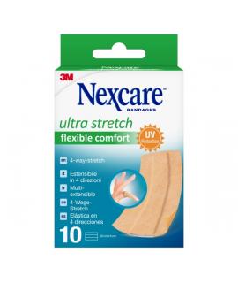 Nexcare Flexible Comfort Finger Pack de 10 Apositos para Heridas - 6x10cm - Elastico - Resistente al Agua - Color Piel