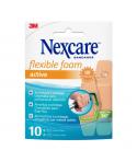 Nexcare Active Flexible Foam Pack de 10 Apositos Surtidos - Transpirable - Resistente al Agua - Color Piel