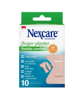 Nexcare Flexible Comfort Finger Pack de 10 Apositos para Heridas - 44.5x51mm - Transpirable - Elastico - Color Piel