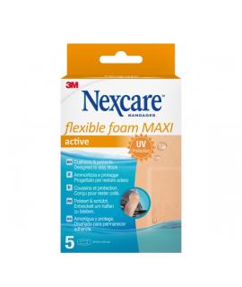 Nexcare Flexible Foam Maxi Active Pack de 5 Apositos para Heridas - 50x101mm - Flexibles - Transpirable - Resistente al Agua - C