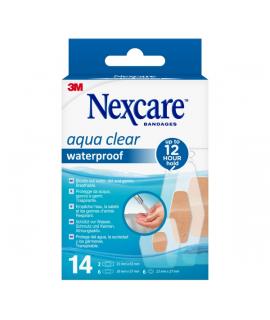 Nexcare Aqua Clear Waterproof Pack de 14 Apositos Surtidos - Impermeables - Color Transparente
