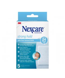 Nexcare Strong Hold Pack de 5 Apositos para Heridas - 50x101mm - Retirada Sin Dolor - Reposicionables - para Pieles Delicadas - 