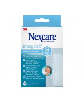 Nexcare Strong Hold Pack de 4 Apositos para Heridas - 76.2x101mm - Retirada Sin Dolor - Transpirables - Reposicionables - Color 