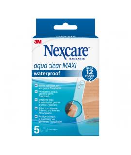 Nexcare Aqua Clear Maxi Waterproof Pack de 5 Apositos para Heridas - 60x88mm - Impermeables - Resistente al Agua - Color Transpa