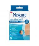 Nexcare Aqua Clear Maxi Waterproof Pack de 5 Apositos para Heridas - 60x88mm - Impermeables - Resistente al Agua - Color Transpa