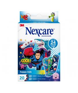 Nexcare Happy Kids Cool Pack de 20 Apositos Surtidos - Transpirables - para Pieles Delicadas - Color Estampado Infantil