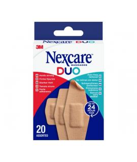 Nexcare Duo Pack de 20 Apositos Surtidos - Retirada Sin Dolor - Resistente al Agua - Transpirables - Color Piel
