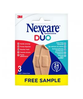 Nexcare Duo Pack de 3 Apositos para Heridas - Paquete de Muestra - 22x57mm - Color Piel