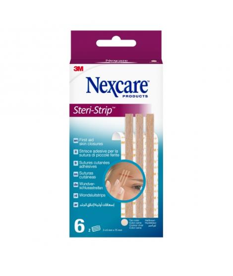 Nexcare Steri-Strip Pack de 6 Suturas Cutaneas - 6x75mm - Adhesivas - Transpirable - Color Piel