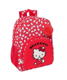 Safta Hello Kitty "Iconic" Mochila Infantil - Adaptable a Carro - Asa de Mano - Bolsillos Laterales - 33x42x14cm - Color Rojo