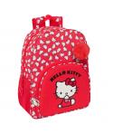 Safta Hello Kitty "Iconic" Mochila Infantil - Adaptable a Carro - Asa de Mano - Bolsillos Laterales - 33x42x14cm - Color Rojo