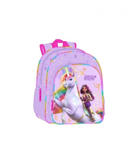 Safta Unicorn Academy Mochila Infantil - Adaptable a Carro - Asa de Mano - Bolsillos Laterales - 33x42x14cm - Color Lila