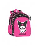 Safta Kuromi Mochila Infantil - Adaptable a Carro - Asa de Mano - Bolsillos Laterales - 33x42x14cm - Color Fucsia/Negro