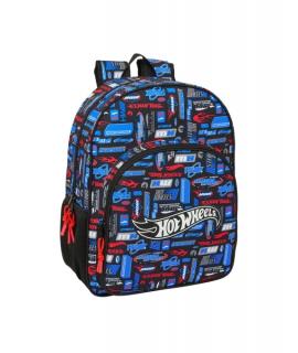 Safta Hot Wheels Mochila Infantil - Adaptable a Carro - Asa de Mano - Bolsillos Laterales - 33x42x14cm