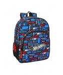 Safta Hot Wheels Mochila Infantil - Adaptable a Carro - Asa de Mano - Bolsillos Laterales - 33x42x14cm