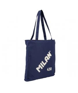 Milan Coleccion 430 Bolso Shopper 7.5L - Tamaño 38x36x6,5cm - Asa Larga 27cm - Tejido 'ripstop' - Color Azul Marino