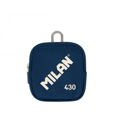 Milan Coleccion 430 Monedero Pequeño - Tamaño Monedero 10,3x10x2,5cm - Cierre de Cremallera - Mosqueton de Aluminio - Color Azul