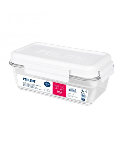 Milan Coleccion Nata 624 Fiambrera Hermetica de Tritan Rectangular 1.2L - Apta para Microondas, Lavavajillas y Congelador - Libr