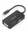 Aisens Conversor USB-C a DVI/HDMI/VGA - USB-C/M-DVI/H-HDMI/H-VGA/H - 15cm - Color Negro
