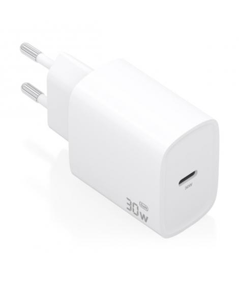 Aisens Cargador GaN 30W - USB-C PD3.0 - Tecnologia AI para Detectar Protocolo y Velocidad de Carga - Color Blanco