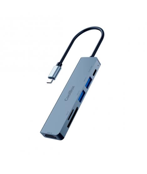 CoolBox MiniDock C61 USB-C - 1x HDMI 4K, 2x USB 3.2 Gen1, 1x USB-C PD, 1x SD, 1xMicroSD/TF - Compatible con PC, MAC y Consolas -