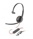 Plantronics/Poly Blackwire C3210 USB-C/USB-A Auricular Monoaural con Microfono - Almohadilla Acolchada - Controles en Cable
