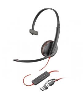 Plantronics/Poly Blackwire C3210 USB-C/USB-A Auricular Monoaural con Microfono - Almohadilla Acolchada - Controles en Cable