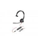 Plantronics/Poly Blackwire C3315 3,5mm y USB-C Auricular Monoaural con Microfono - Almohadilla Acolchada - Controles en Cable - 