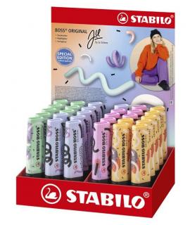 Stabilo Boss 70 Pastel by Ju Schnee Expositor de 30 Rotuladores Marcadores Fluorescentes - Trazo entre 2 y 5mm - Tinta con Base 