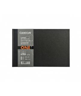 Canson Sketch One Cuaderno Apaisado con 98 Hojas - 21.6x14cm - 100g - Grano Fino - Color Blanco