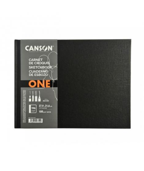 Canson Sketch One Cuaderno Apaisado con 98 Hojas - 27.9x21.6m - 100g - Grano Fino - Color Blanco