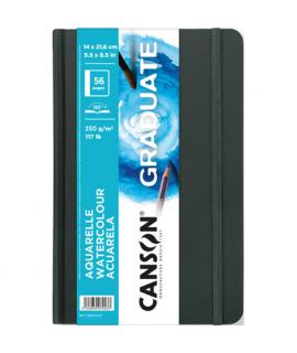 Canson Graduate Acuarela Cuaderno con 28 Hojas - 14x21.6cm - 250g - Grano Fino - Color Blanco